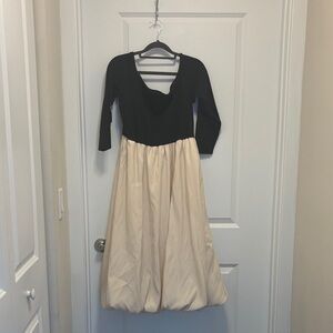 a new day Black Cream Long Sleeve Dress bubble dress midi